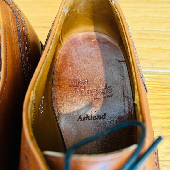 ALLEN EDMONDS Shoes Mens 10.5 D Ashland Walnut Brown Wingtip Oxford Derby - Picture 16 of 16